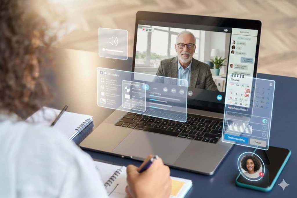 Online tutoring - tutor and student in a learning session